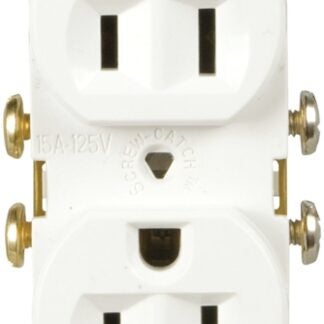 Eaton Cooper Wiring CR15W Duplex Receptacle, 2 -Pole, 15 A, 125 V, Side Wiring, NEMA: 5-15R, White