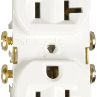 Eaton Cooper Wiring CR20W Duplex Receptacle, 2 -Pole, 20 A, 125 V, Side Wiring, NEMA: 5-20R, White