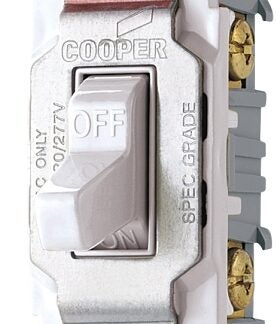 Eaton Wiring Devices CS220W Toggle Switch, 20 A, 120/277 V, Lead Wire Terminal, Nylon Housing Material, White