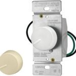 Eaton Wiring Devices RI061-VW-K2-L Rotary Dimmer, 120 V, Incandescent Lamp, 3-Way, Ivory/White