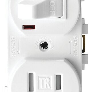 Eaton Cooper Wiring TR274W Heavy-Duty Combination Switch/Receptacle, 120 V Switch, 125 V Receptacle, 2-Pole