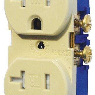 Eaton TR370V-BOX Duplex Receptacle, 2-Pole, 20 A, 125 VAC, Side Wiring, NEMA: 5-20R, Ivory