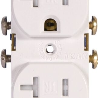 Arrow Hart TR370 TR370W-BOX Duplex Receptacle, 2 -Pole, 20 A, 125 V, Back, Side Wiring, NEMA: 5-15R, White