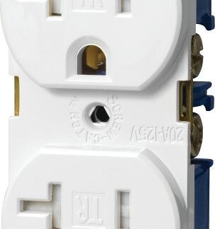 Eaton Wiring Devices TRBR20W-BXSP Duplex Receptacle, 2 -Pole, 20 A, 125 V, Back, Side Wiring, NEMA: 5-20R, White