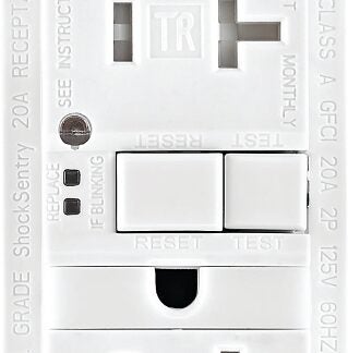 Eaton TRSGFNL20W-K-L GFI Decora Self-Test Receptacle, 20 A, White