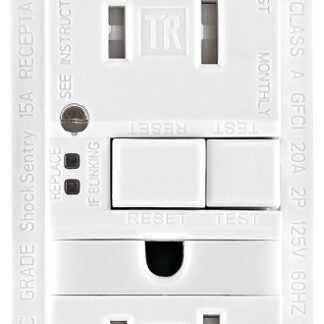 Eaton TRSGFNL15W-K-L GFCI Receptacle, 125 VAC, 15 A, NEMA: NEMA 5-15R, White