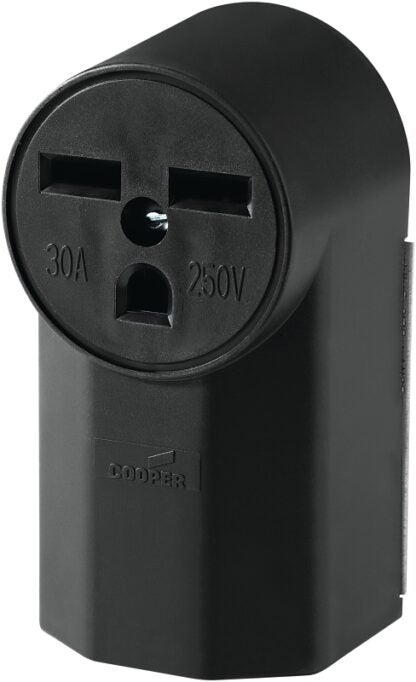 Eaton Cooper Wiring WD1232 Power Receptacle, 2-Pole, 250 V, 30 A, NEMA 6-30R, Black