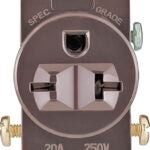 Eaton Wiring Devices 1876B-BOX Single Receptacle, 2 -Pole, 250 V, 20 A, Side Wiring, NEMA: NEMA 6-20R, Brown