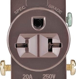 Eaton Wiring Devices 1876B-BOX Single Receptacle, 2 -Pole, 250 V, 20 A, Side Wiring, NEMA: NEMA 6-20R, Brown