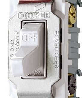 Eaton Wiring Devices CS320W Toggle Switch, 20 A, 120/277 V, 3 -Position, Lead Wire Terminal, Nylon Housing Material