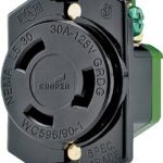 Eaton Wiring Devices L530R Single Receptacle, 2 -Pole, 125 V, 30 A, Back and Side Wiring, NEMA: NEMA L5-30, Black