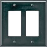 Cooper Industries PJ262BK Mid-Size Decorator/GFCI Wall Plate, 2 Gang, 4.87 in L x 4.94 in W x 0.08 in Thick, Black