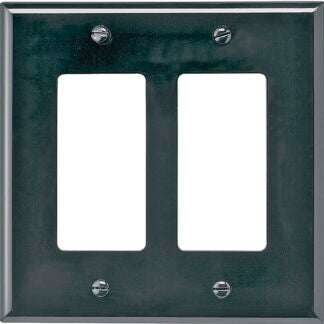 Cooper Industries PJ262BK Mid-Size Decorator/GFCI Wall Plate, 2 Gang, 4.87 in L x 4.94 in W x 0.08 in Thick, Black