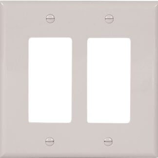 Cooper Industries PJ262W Mid-Size Decorator/GFCI Wall Plate, 2 Gang, 4.87 in L x 4.94 in W x 0.08 in Thick, White