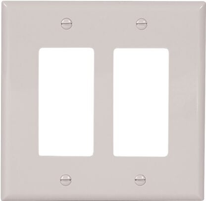 Cooper Industries PJ262W Mid-Size Decorator/GFCI Wall Plate, 2 Gang, 4.87 in L x 4.94 in W x 0.08 in Thick, White