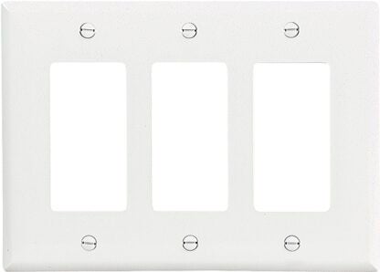 Eaton Wiring Devices PJ263W Wallplate, 4.87 in L, 6-3/4 in W, 3 -Gang, Polycarbonate, White, High-Gloss