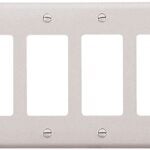 Eaton Wiring Devices PJ264W Wallplate, 4.87 in L, 8.56 in W, 4 -Gang, Polycarbonate, White, High-Gloss