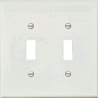 Eaton PJ2W Wallplate, 6 in L, 5-1/4 in W, 2-Gang, Polycarbonate, White, High-Gloss