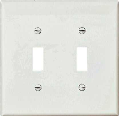 Eaton PJ2W Wallplate, 6 in L, 5-1/4 in W, 2-Gang, Polycarbonate, White, High-Gloss