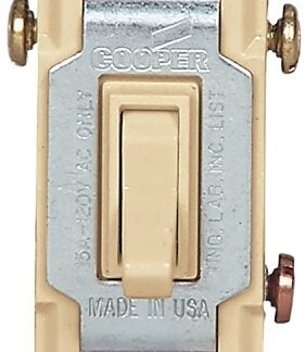 Eaton Cooper Wiring 5223-7V-BU Toggle Switch, Ivory, 15 A, 120 V, Side Wire Terminal