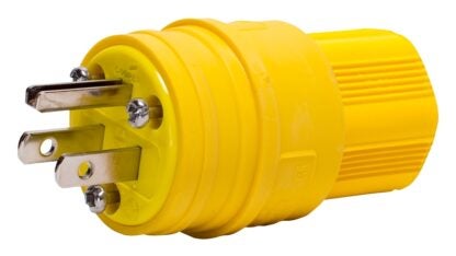 Eaton Cooper Wiring 14W47 Electrical Plug, 2 -Pole, 15 A, 125 V, IP66, NEMA: NEMA 5-15, Yellow