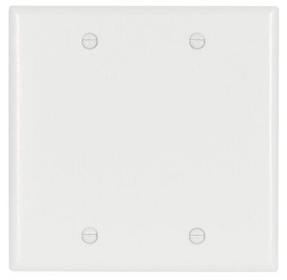 Eaton Cooper Wiring 2137W-BOX Wallplate, 4-1/2 in L, 4.56 in W, 0.08 in Thick, 2 -Gang, Thermoset, White