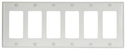 Eaton 2166W-BOX Wallplate, 4-1/2 in L, 11.813 in W, 6-Gang, Thermoset, White Sells in Quantity of 5