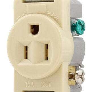 Eaton Wiring Devices 817V-BOX Single Receptacle, 2 -Pole, 125 V, 15 A, Side Wiring, NEMA: NEMA 5-15R, Ivory