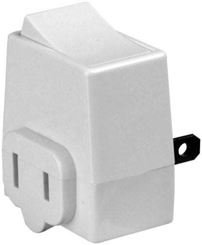 Eaton Cooper Wiring BP4404W Plug In Switch, 2 -Pole, 15 A, 120 V, 1 -Outlet, White