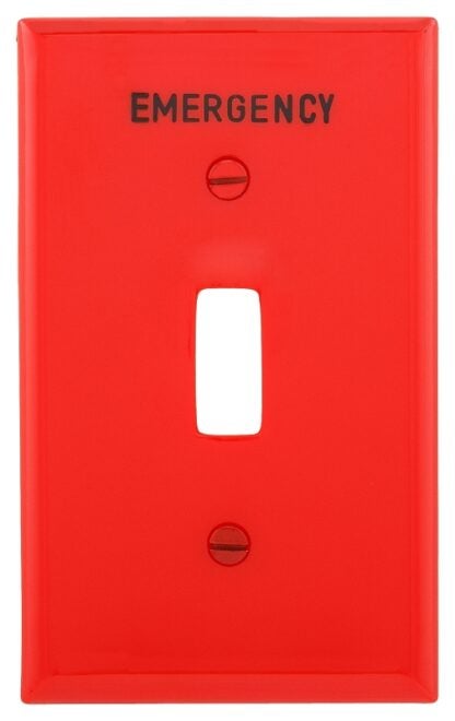 Eaton EM5134RD-BOX Switch Wallplate, 4-1/2 in L, 2-3/4 in W, 1-Gang, Nylon, Red, High-Gloss Sells in Quantity of 15