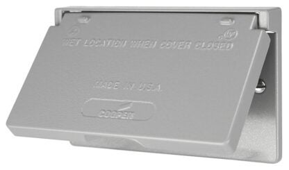 Eaton Wiring Devices 1966-SP Cover, 4-9/16 in L, 2-13/16 in W, Rectangular, Metal, Gray, Powder-Coated