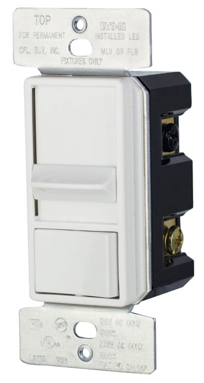 Eaton Cooper Wiring AL SAL06P3-W-2K-L Slide Dimmer, 120 V, 300, 600 W, CFL, ELV, FLR, HAL, INC, LED, MLV Lamp, White