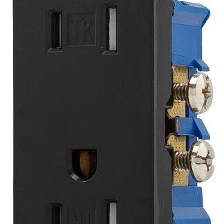 Eaton TR1107BK Duplex Receptacle, 2-Pole, 15 A, 125 V, Side Wiring, NEMA: 5-15R, Black Sells in Quantity of 10