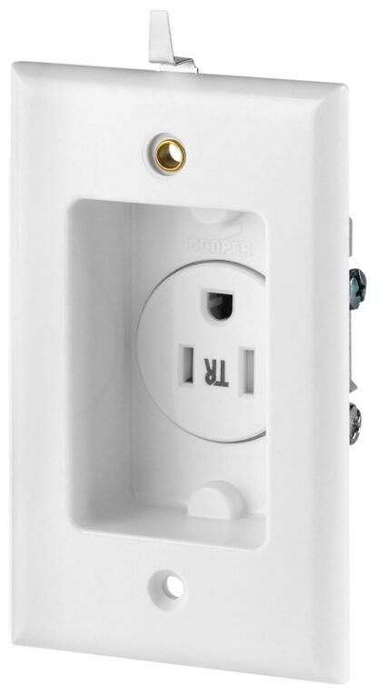 Eaton TR775W-BOX-SP Single Receptacle, 2-Pole, 125 V, 15 A, Side Wiring, NEMA: NEMA 5-15R, White Sells in Quantity of 10