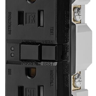 Eaton TRSGF15BK-SPL GFCI Outlet Box, 125 V, 15 A, NEMA: NEMA 5-15R, Back and Side Wiring, Black