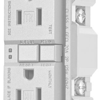 Eaton Wiring Devices TRSGF15SG-L GFCI Duplex Receptacle, 2 -Pole, 15 A, 125 V, Back, Side Wiring, NEMA: 5-15R