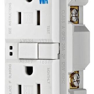 Eaton Wiring Devices TWRSGF15W GFCI Duplex Receptacle, 2 -Pole, 15 A, 125 V, Back, Side Wiring, NEMA: 5-15R, White