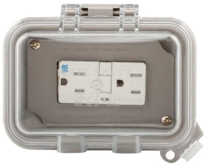 Eaton WIUXHTWRSGF15W GFCI Outlet Box, 4-1/2 in L, 6 in W, Polycarbonate, Gray