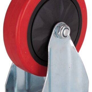 ProSource JC-382-G Rigid Caster, 5 in Dia Wheel, 30 mm W Wheel, PU Wheel, Red, 275 lb, Steel Housing Material