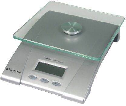 Starfrit 0930160030000 Electronic Kitchen Scale, 5 kg Capacity, LCD Display, Glass Platform, kg, lb