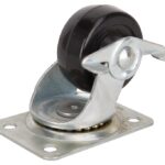 ProSource JC-H10 Swivel Caster, 2-1/2 in Dia Wheel, 1.1 in W Wheel, Rubber Wheel, Black, 130 lb, Steel Housing Material