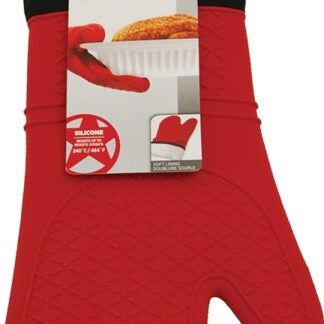 Starfrit 093470006 Oven Mitt with Liner, Cotton/Silicone, Red, 464 deg F