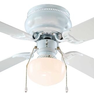 Boston Harbor 42-742T-SH-EN-WH Ceiling Fan, 4-Blade, Bleached Oak/White Blade, 42 in Sweep, 3-Speed, With Lights: Yes