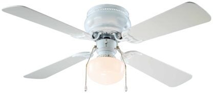 Boston Harbor 42-742T-SH-EN-WH Ceiling Fan, 4-Blade, Bleached Oak/White Blade, 42 in Sweep, 3-Speed, With Lights: Yes