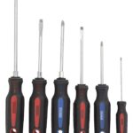 Vulcan SD-SET-6 Screwdriver Set, 6-Piece, Chrome Vanadium Steel, Chrome, Black & Blue/Black & Red (Handle)