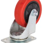 ProSource JC-384-G Swivel Caster, 4 in Dia Wheel, 30 mm W Wheel, PU Wheel, Red, 220 lb, Steel Housing Material