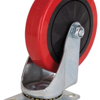 ProSource JC-385-G Swivel Caster, 5 in Dia Wheel, 30 mm W Wheel, PU Wheel, Red, 275 lb, Steel Housing Material