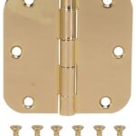 ProSource 20347BBX Door Hinge, Steel, Bright Brass, Loose Pin, 180 deg Range of Motion, Screw Mounting