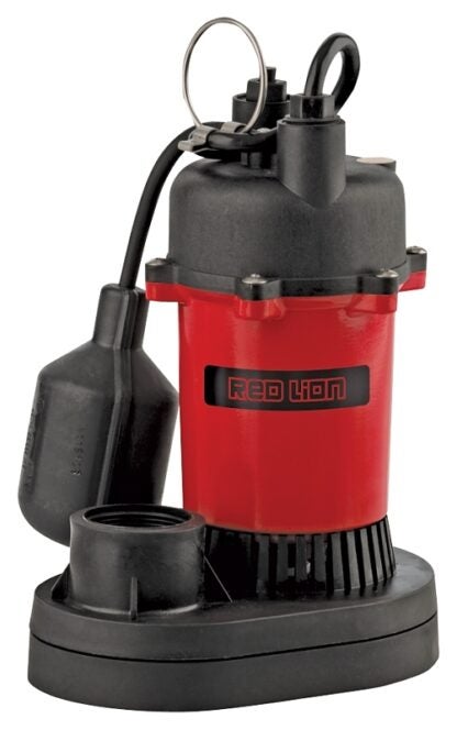 Red Lion 14942740 Sump Pump, 1-Phase, 4.4 A, 115 V, 1/3 hp, 1-1/2 in Outlet, 25 ft Max Head, 3200 gph, Thermoplastic