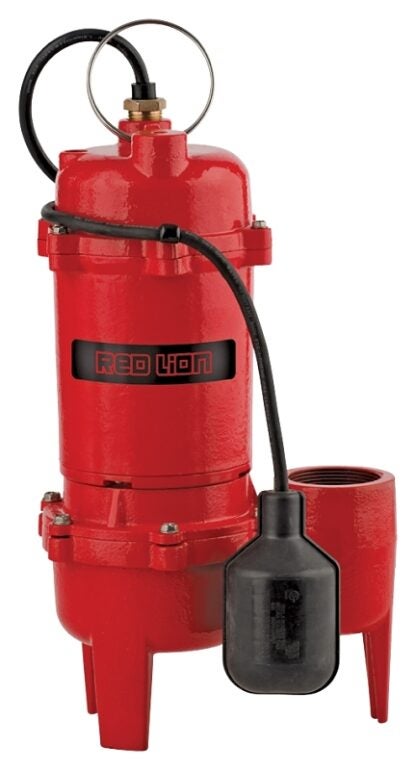 Red Lion 14942748 Sewage Pump, 1-Phase, 9 A, 115 V, 1/2 hp, 2 in Outlet, 22 ft Max Head, 5600 gph, Cast Iron